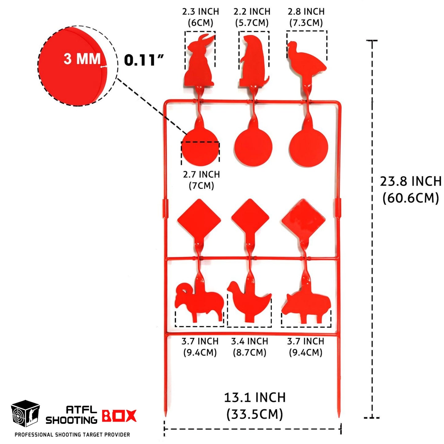 ATFLBOX Pellet gun Target Animal Silhouette Heavy Metal Spinner Airgun BB gun shooting Target for Outdoor and Backyard, Rated for .177 .20 .22 Caliber