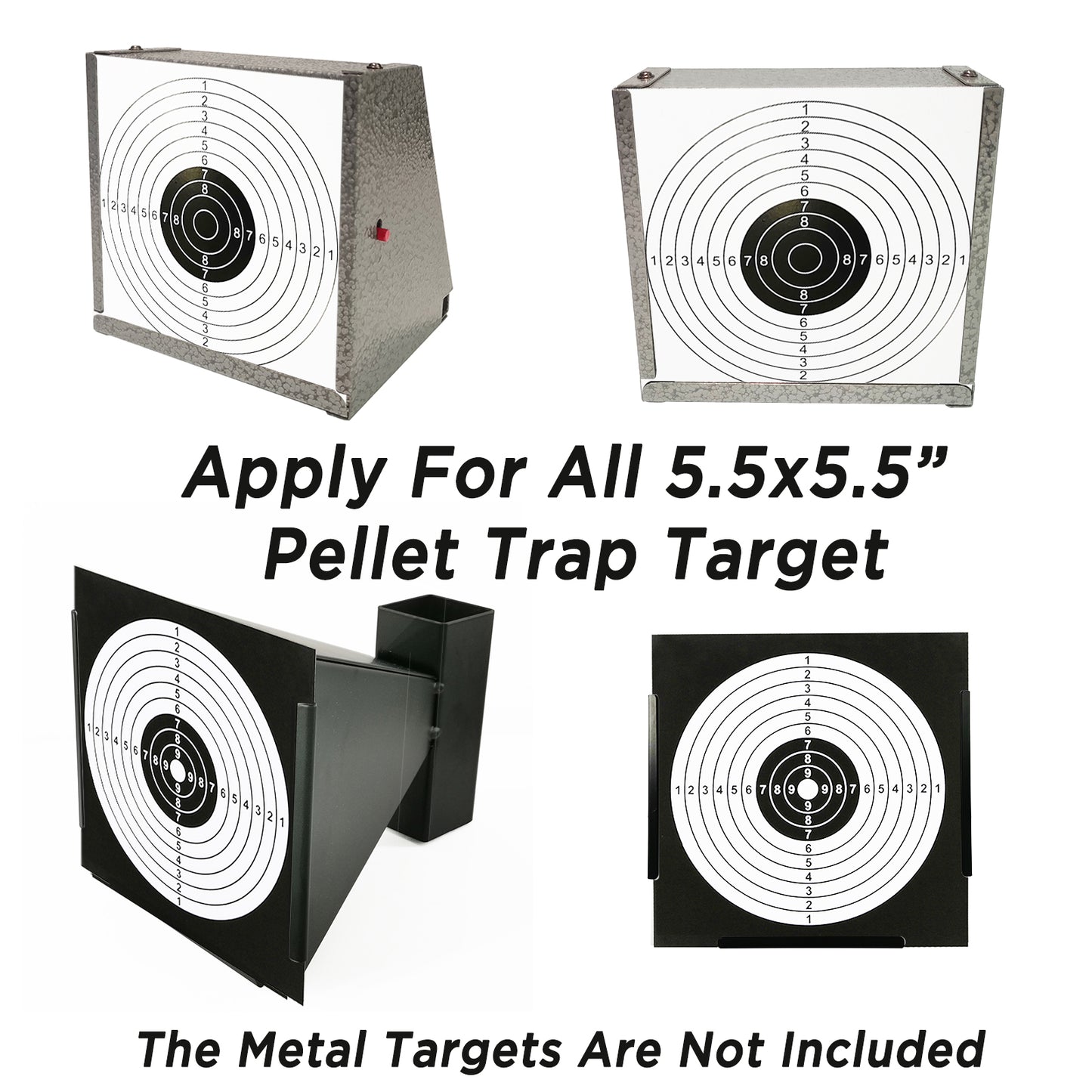 Atflbox 5.5 Inch BB Gun Target Papers for Pellet Trap Shooting Target Holder, Pack of 100(Black)