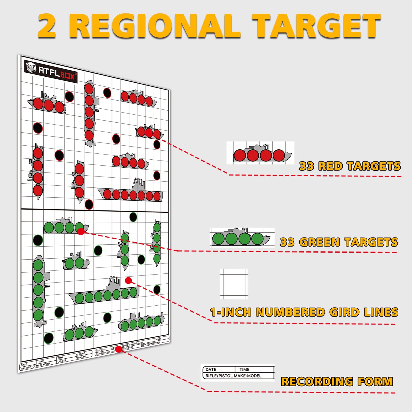 ATFLBOX 17X25 Inch Battle Target, Highly Visible and Bright Game Targets, Rifle Boats Paper Shooting Targets for Shooting Range or Outdoor Use