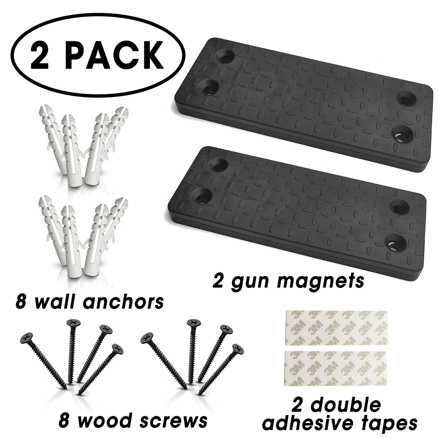 Gun Magnet 20kg Rated Magnetic Gun Holder, Scratch-Resistant, Rubber-Coated, Concealed Gun Holder for Rifle Gun Magazines in Vehicle, Truck, Car, Wall and Desk (Pack of 2)