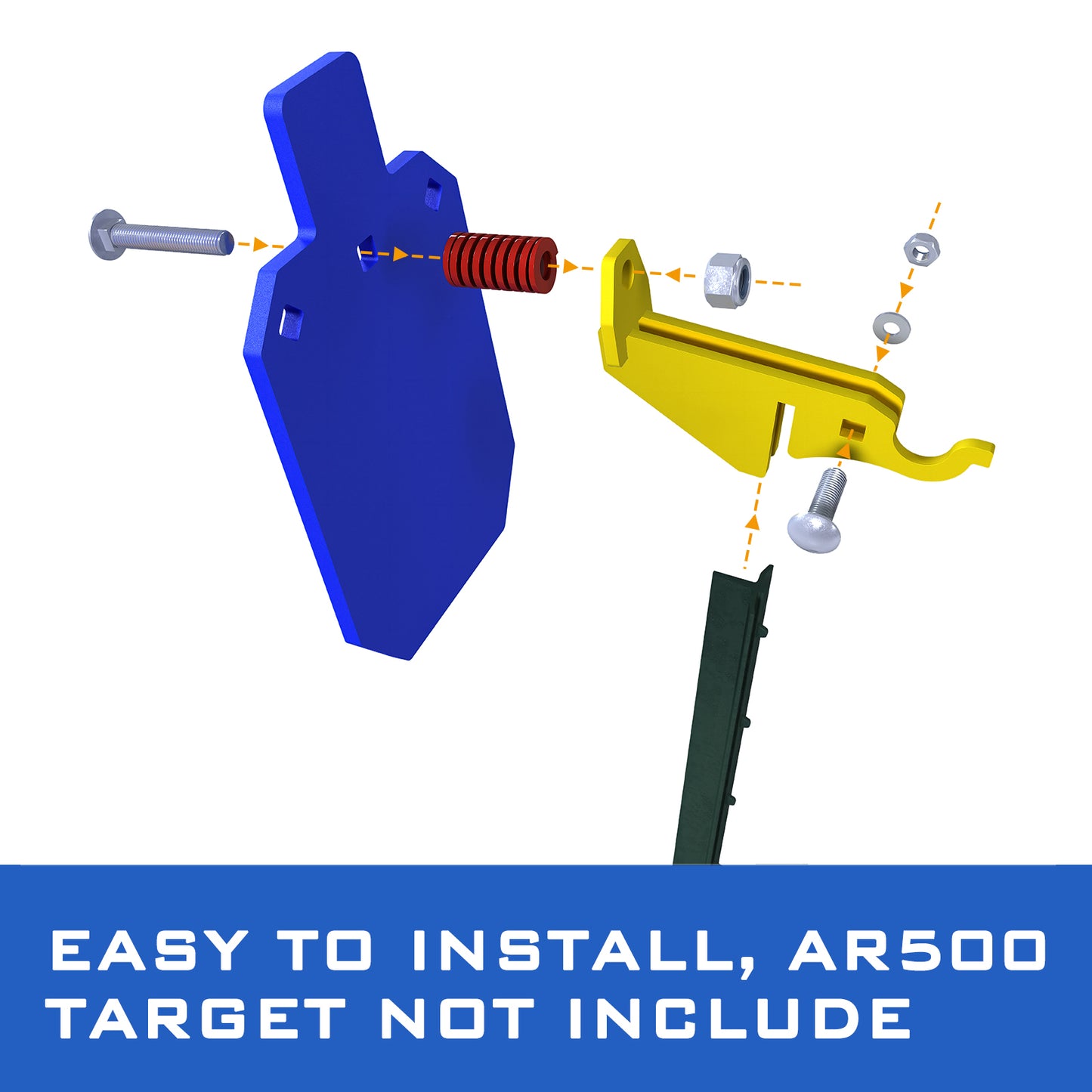 ATFLBOX Made of AR500 Steel Gong Hook and RecoilSpring Combo, T Post Target Hanger for AR500 Targets, Torso Silhouette Targets Conversion Adapter for Outdooor Shooting practice