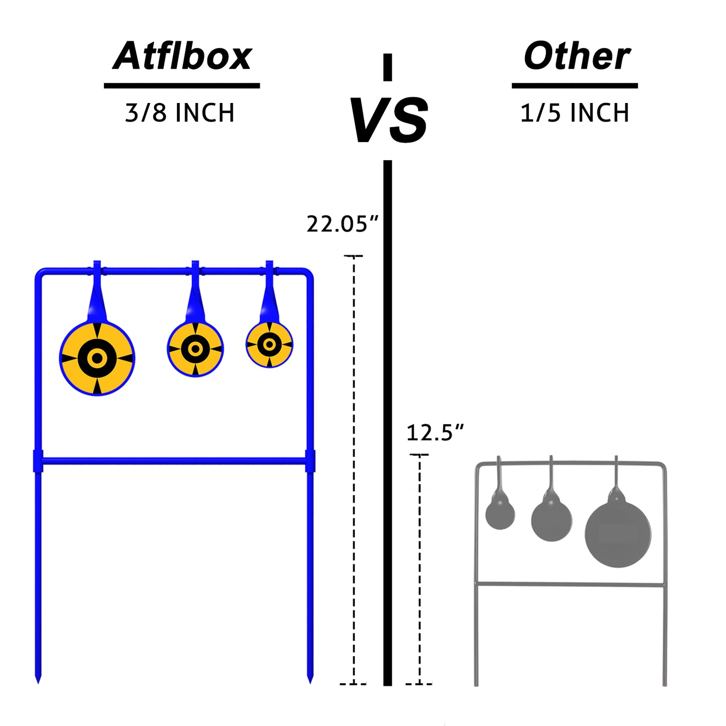 ATFLBOX 3/8'' thick Heavy Metal Spinner Target, High Caliber Spinner Auto Reset Steel Target for Centerfire Handguns Up to .44 Magnum Outdoor Target Shooting