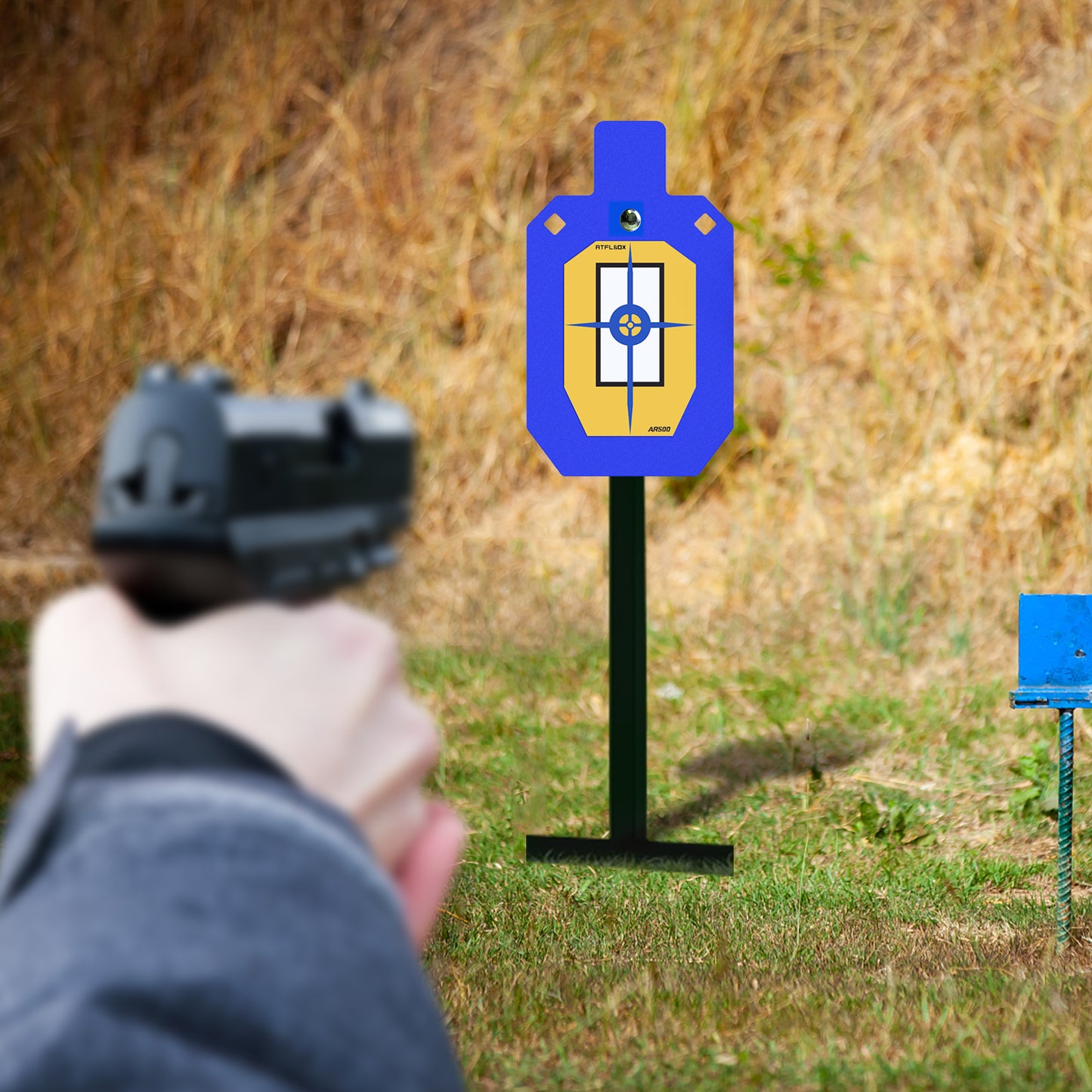 ATFLBOX Made of AR500 Steel Gong Hook and RecoilSpring Combo, T Post Target Hanger for AR500 Targets, Torso Silhouette Targets Conversion Adapter for Outdooor Shooting practice