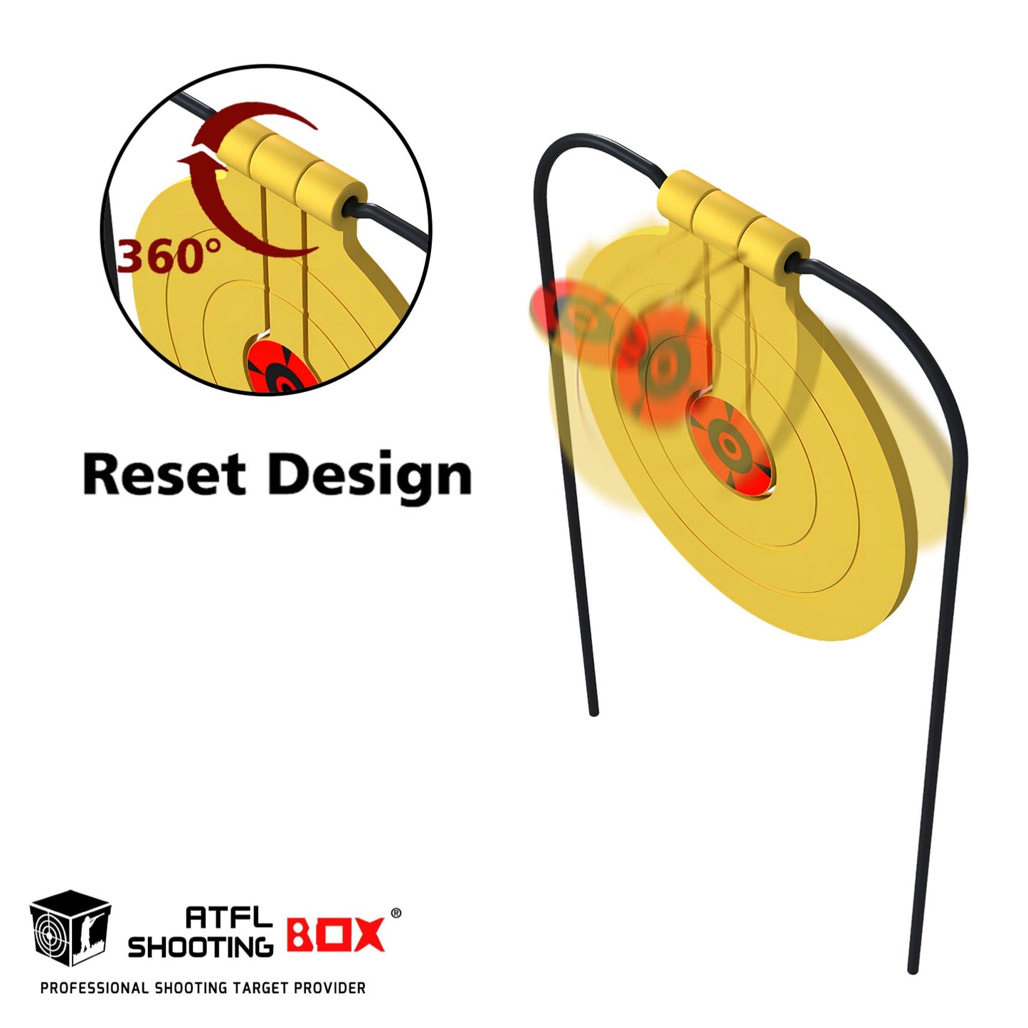 ATFLBOX Two in One Self-Healing Resetting Target, 8 Inch Gong High Caliber Spinner Target, Shooting Targets for Rifle, Pistol, Airgun, Handgun