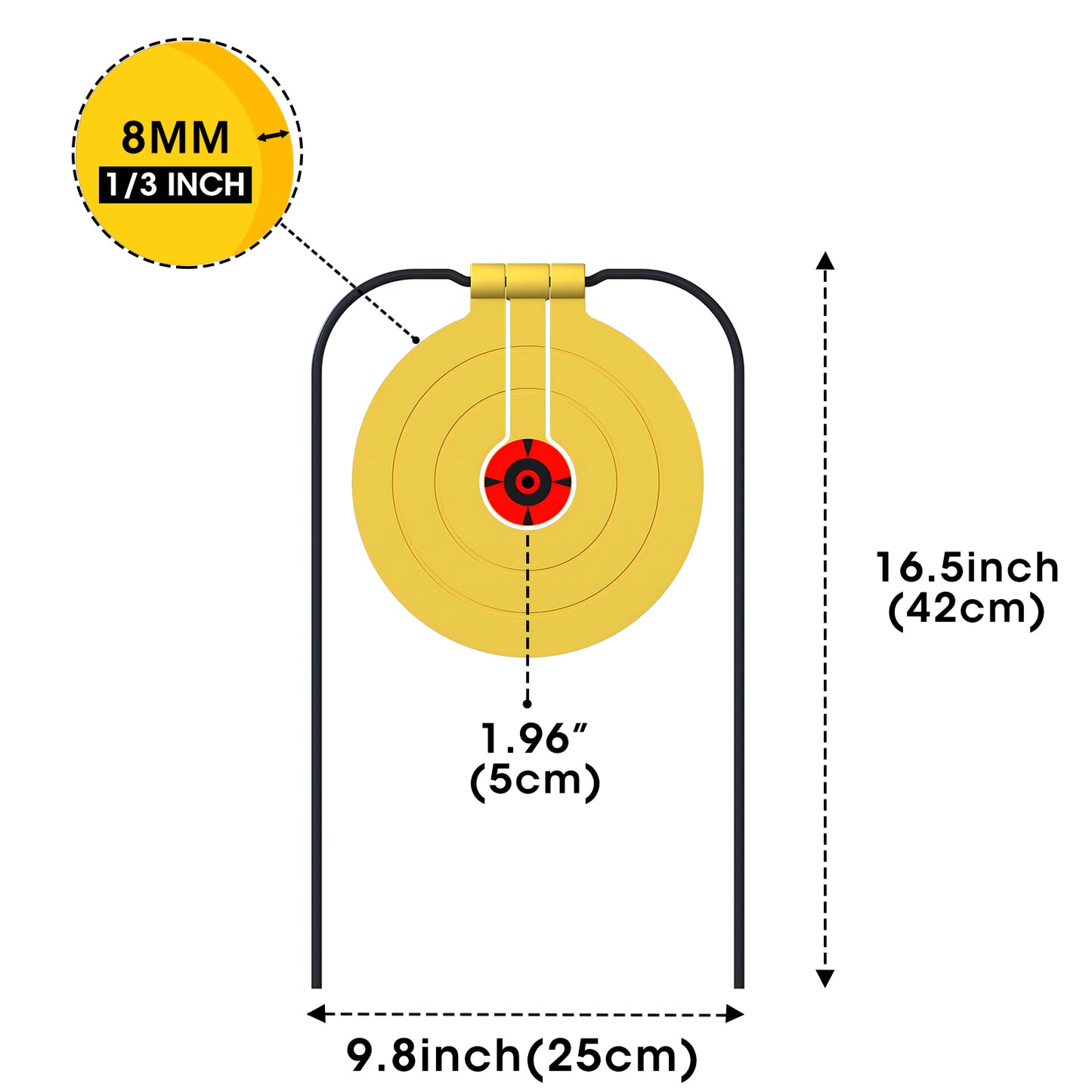 ATFLBOX Two in One Self-Healing Resetting Target, 8 Inch Gong High Caliber Spinner Target, Shooting Targets for Rifle, Pistol, Airgun, Handgun