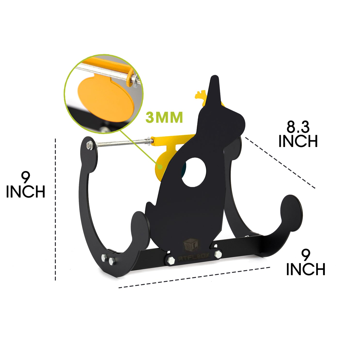 Atflbox BB Gun Rabbit Silhouette Spinning Target Auto Resetting Shooting Target for .177 .20 Caliber Airgun Rifle