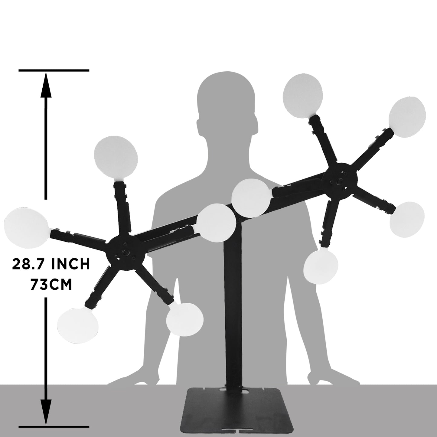 ATFLBOX Resetting and Rotate The Metal Shooting Target Stand with 10 Steel Plates for Pistol Airsoft BB Guns (Double Star Plus)