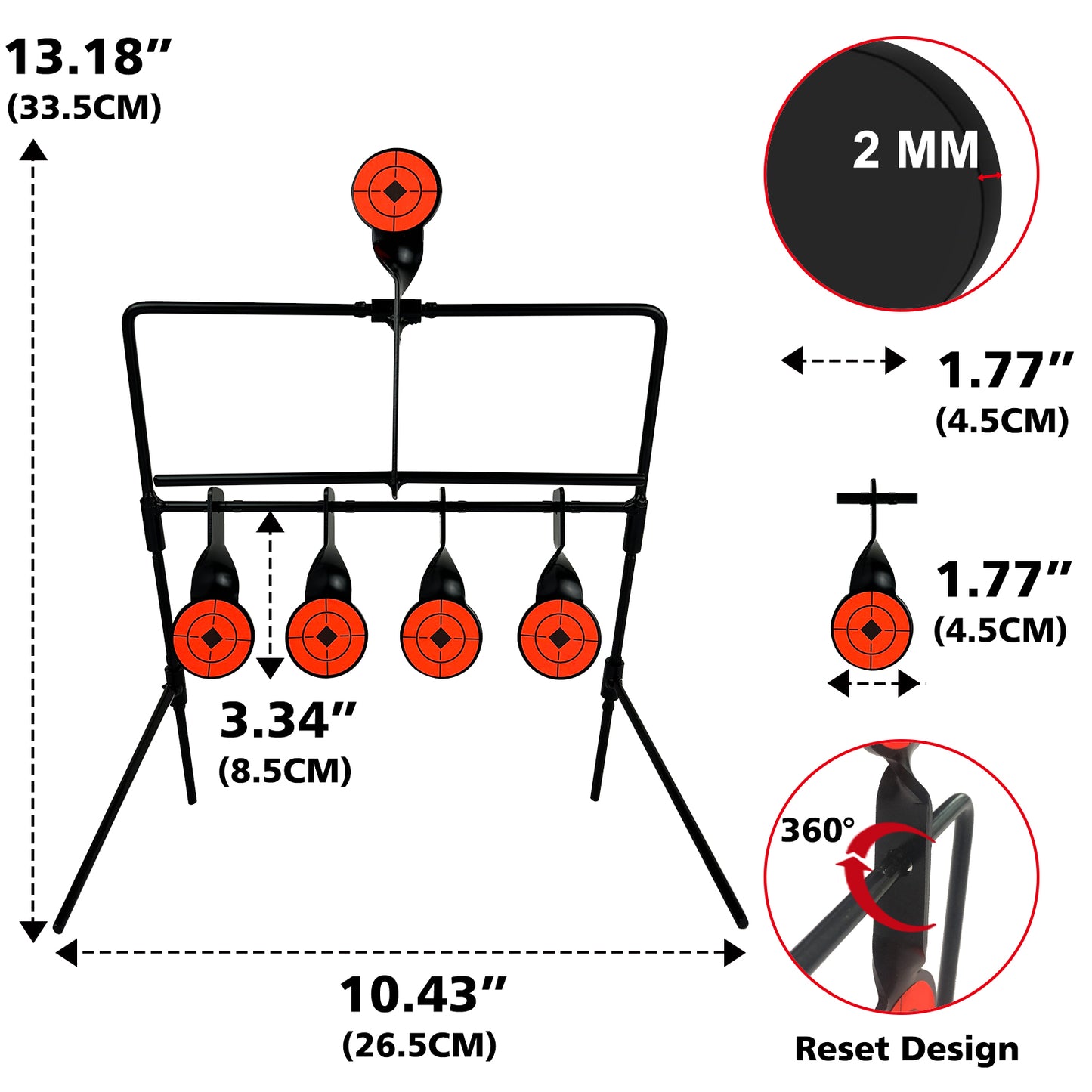 Atflbox Self Reset BB Shooting Targets Metal for Airgun Airsoft Pellet Guns Indoor and Outdoor