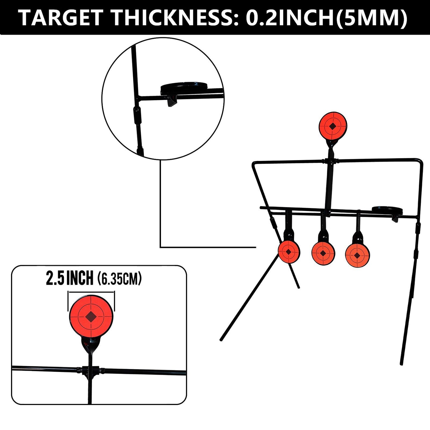 Atflbox Resetting Metal Plus Size and 2.5" Shooting Target, Airgun Rimfire Pellet Air Rifle Target, Rated for .177 .22 Caliber